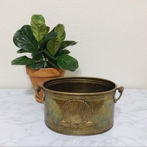 Vtg Large Brass Planter Decor